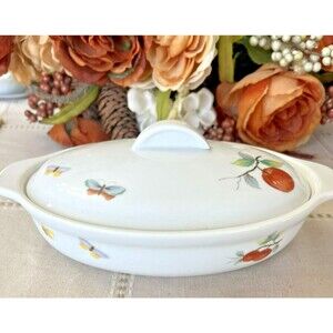 Andrea By Sadek Fruit Pattern 7235 Covered Oval Casserole Dish – 9.5" x 5.75" x
